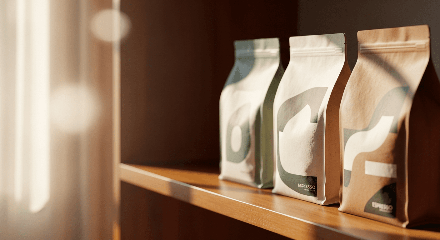 Row of unbranded premium dog food kibble bags on a warm wooden shelf in soft natural light, illustrating evidence-based selection across the top dog food brands of 2026.